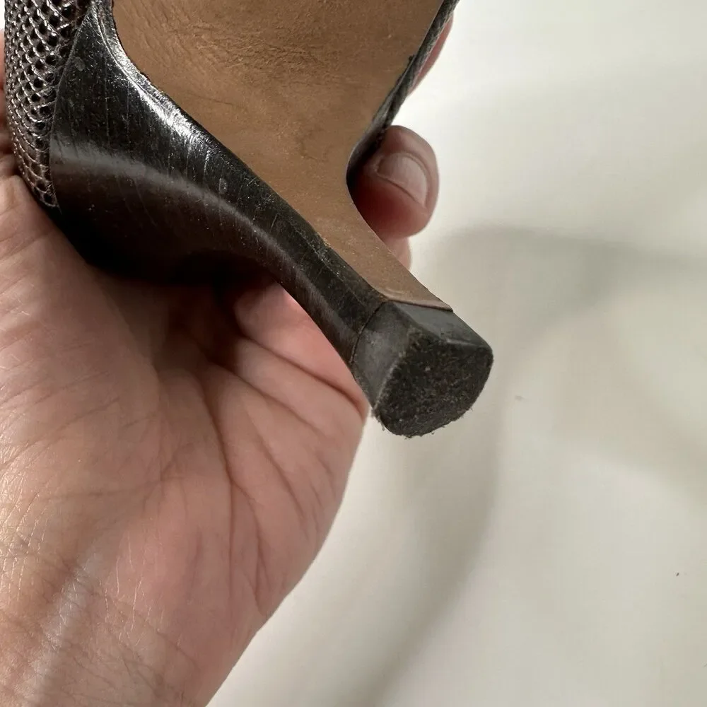 Ann Taylor D'Orsay Pumps 6M Brown‎ Snakeskin Pattern Buckle Pointed Toe 3" Heel - Picture 16 of 16